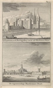 Gezicht op de Haringpakkerstoren en de Haarlemmerpoort