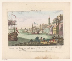 Gezicht op de haven te Boston