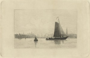 Gezicht op de haven van Amsterdam