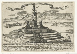 Gezicht op de haven van Messina en de Neptunus-fontein