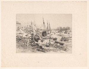 Gezicht op de haven van Normandië
