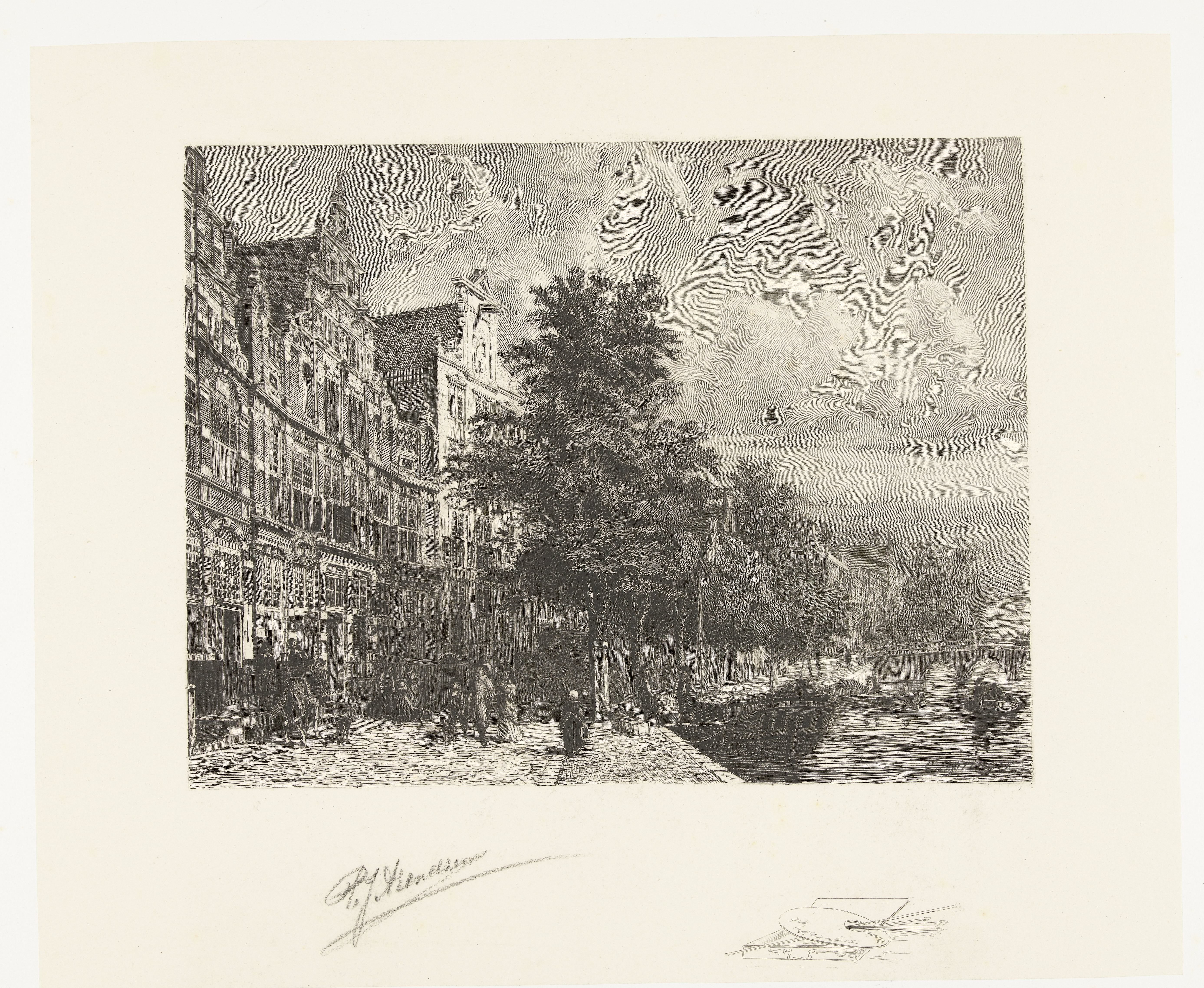 Gezicht op de Herengracht by Petrus Johannes Arendzen