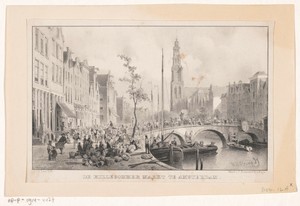Gezicht op de Hillegommermarkt bij de Reesluis in Amsterdam