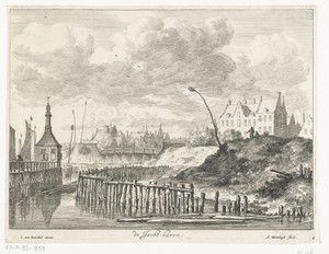Gezicht op de Jachthaven buiten de Blauwbrug