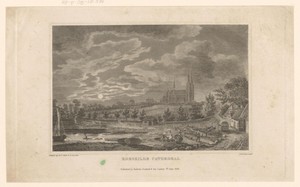 Gezicht op de kathedraal van Roskilde