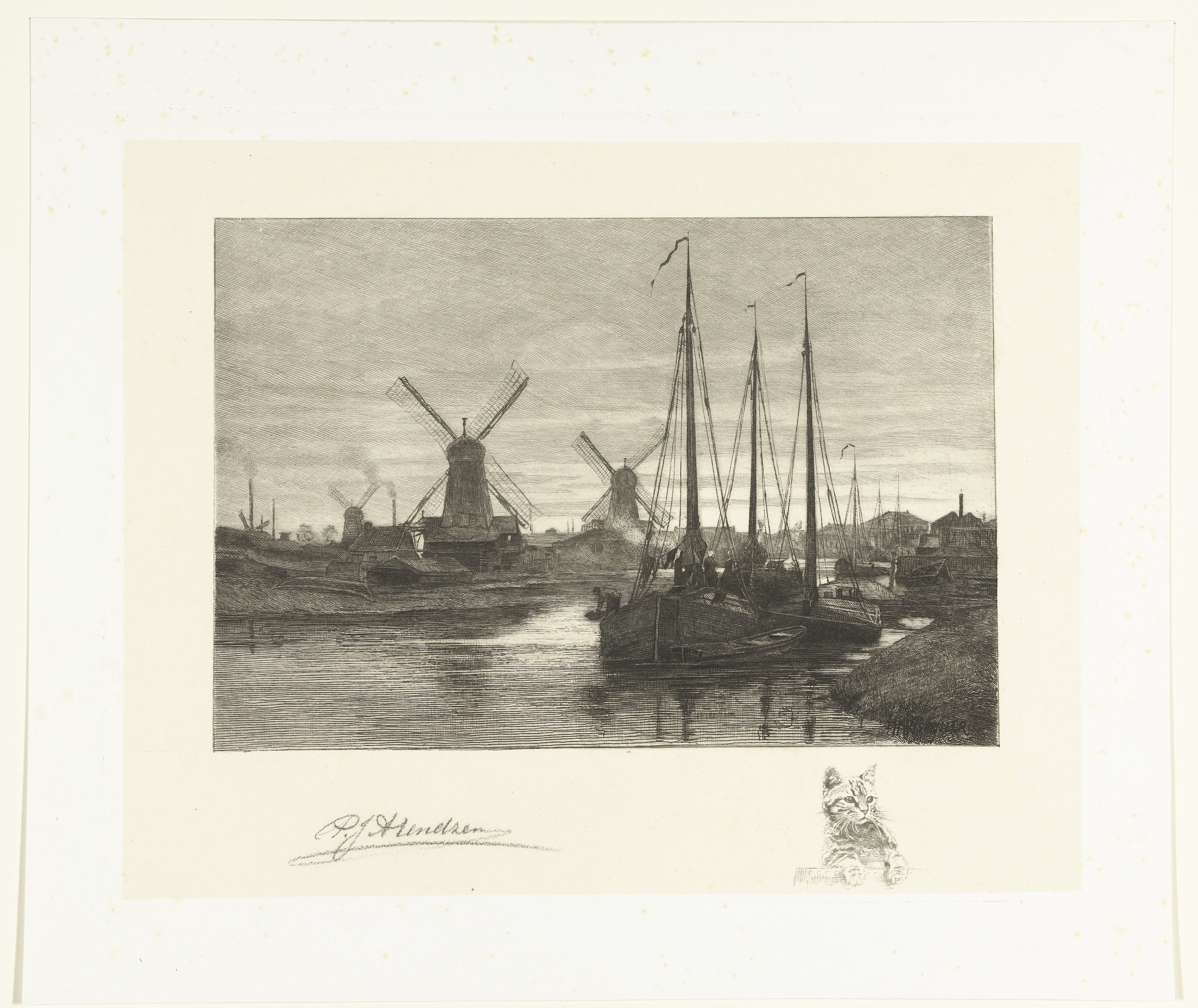 Gezicht op de Kattensloot te Amsterdam by Petrus Johannes Arendzen