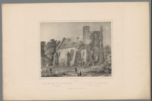 Gezicht op de kerk van Laubenheim met begraafplaats