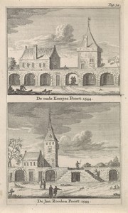 Gezicht op de Korsjespoort en Jan Roodenpoortstoren te Amsterdam
