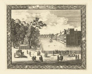Gezicht op de Lange Vijverberg en de Hofvijver te Den Haag