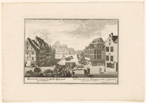 Gezicht op de Laufferplatz in Neurenberg