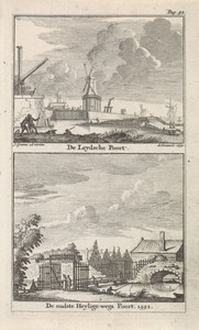 Gezicht op de Leidsepoort en Heiligewegspoort te Amsterdam