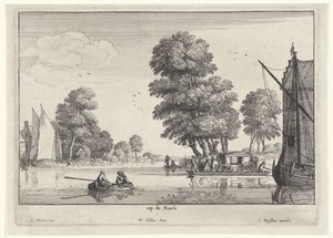 Gezicht op de Maas met veerpont