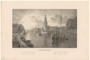 Gezicht op de Montelbaanstoren vanaf 's-Gravenhekje