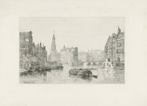 Gezicht op de Munttoren in Amsterdam