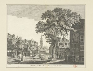 Gezicht op de Munttoren te Amsterdam