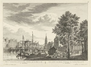 Gezicht op de Munttoren te Amsterdam, gezien vanaf het 's-Gravelandseveer