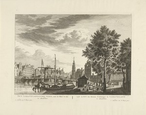 Gezicht op de Munttoren te Amsterdam, gezien vanaf het 's-Gravelandseveer