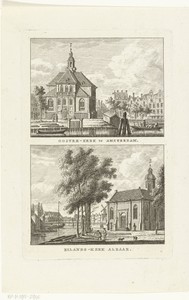 Gezicht op de Oosterkerk en Eilandskerk te Amsterdam