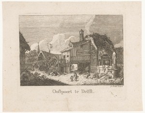 Gezicht op de Oostpoort in Delft