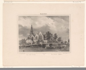 Gezicht op de Oude Kerk te Amsterdam