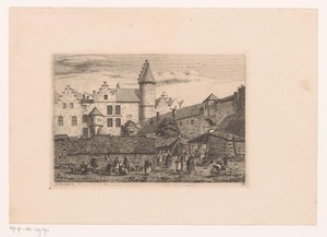 Gezicht op de Oude Vismarkt bij het Steen in Antwerpen