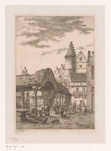 Gezicht op de oude vismartk in Antwerpen