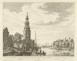 Gezicht op de Oudeschans en Montelbaanstoren te Amsterdam