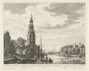 Gezicht op de Oudeschans en Montelbaanstoren te Amsterdam