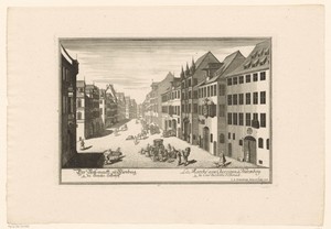 Gezicht op de Paardenmarkt in Neurenberg