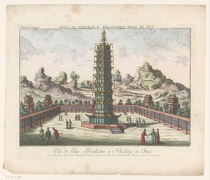 Gezicht op de porseleintoren van Nanking