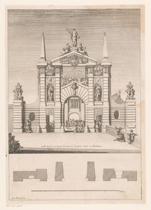 Gezicht op de Porte Saint-Antoine te Parijs