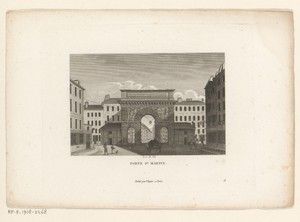 Gezicht op de Porte Saint-Martin te Parijs