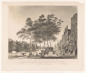Gezicht op de Prinsengracht en Westerkerk te Amsterdam