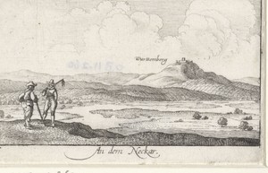 Gezicht op de rivier de Neckar nabij Württemberg