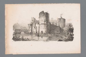 Gezicht op de ruïne van een kasteel