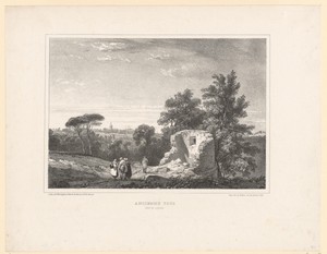 Gezicht op de ruïne van een toren bij Lanark