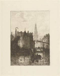 Gezicht op de Scheierstoren te Amsterdam