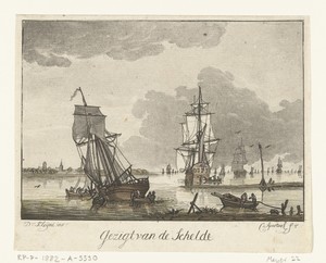 Gezicht op de Schelde met zeilschepen