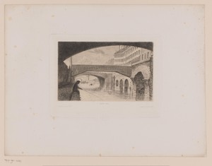 Gezicht op de Seine met enkele bruggen en rechts het ziekenhuis Hôtel Dieu