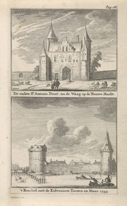 Gezicht op de Sint-Antoniespoort en het Rondeel te Amsterdam
