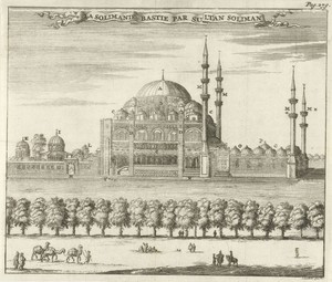 Gezicht op de Süleymaniye-moskee te Istanbul