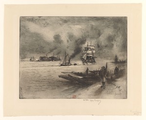 Gezicht op de Theems bij Gravesend