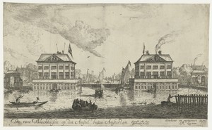 Gezicht op de twee Blokhuizen in de Amstel