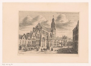 Gezicht op de Veemarkt in Antwerpen met de Sint-Pauluskerk