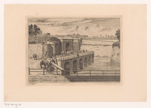 Gezicht op de voormalige stadspoort Rode Poort in Antwerpen