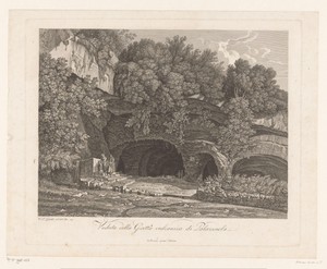 Gezicht op de vulkanische grotten bij Palazzuolo