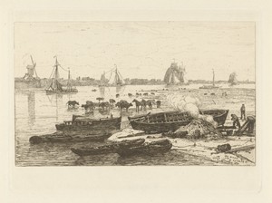Gezicht op de Waal bij Nijmegen