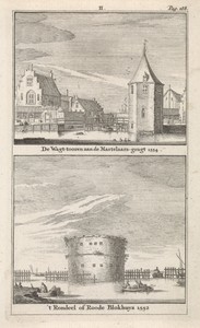 Gezicht op de wachttoren bij de Martelaarsgracht en het Rondeel van Amsterdam