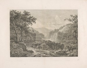 Gezicht op de watervallen van Tivoli