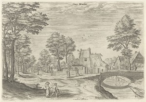 Gezicht op de weg naar de Brusselse stadspoort Overmolen